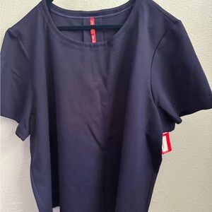 NWT SPANX Dark Blue Short Sleeve Stretch Twill Top Sz 3X